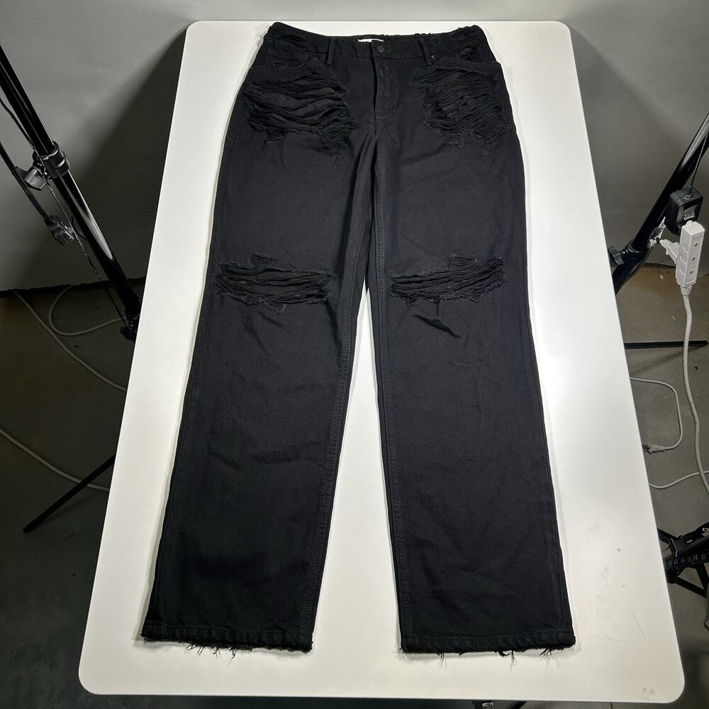 Good American Black Distressed Jeans Women’s 31x31 Bootcut Stretch Denim